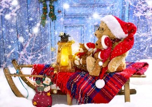 Enjoy: Teddy Bears with Santa Hats (1000) kerstpuzzel
