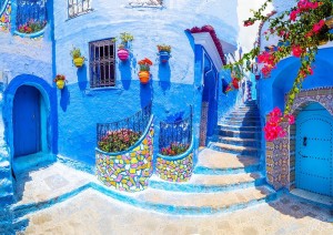 Enjoy: Turquoise Street in Chefchaouen (1000) legpuzzel