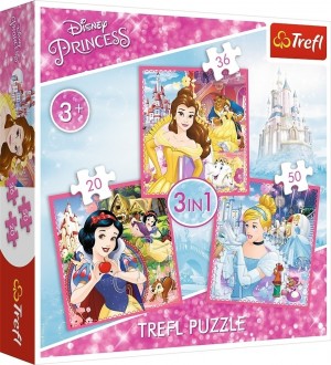 Trefl: Disney Princess 3in1 (20/36/50) kinderpuzzels