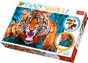 Trefl: Crazy Shapes - Facing a Tiger (600) shaped puzzel