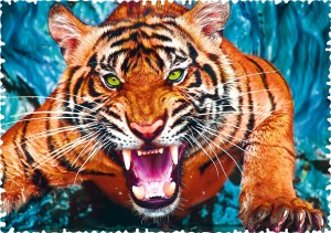 Trefl: Crazy Shapes - Facing a Tiger (600) shaped puzzel
