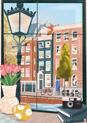 Pieces and Peace: Amsterdam from a Coffee Shop (500) verticale puzzel