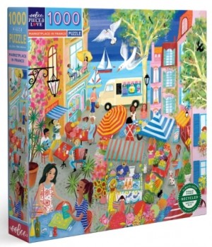 Eeboo: Marketplace in France (1000) vierkante puzzel