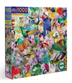 Eeboo: Hummingbirds and Gems (1000) vierkante puzzel