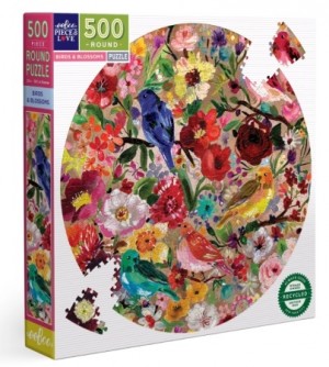 Eeboo: Birds and Blossoms (500) ronde puzzel