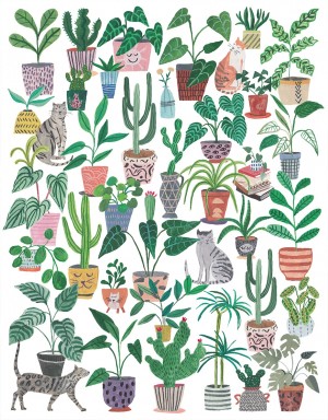 Pieces and Peace: Cats and Plants (500) verticale puzzel