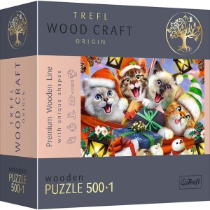 Trefl: Wood Craft - Festive Cats (500) houten legpuzzel
