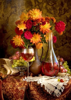 Enjoy: Dahlias and Wine (1000) verticale puzzel