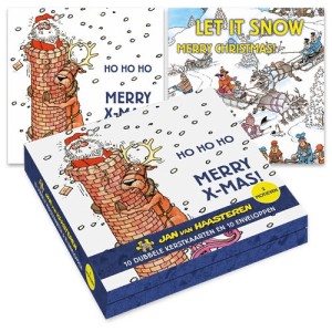 Comello: Kerstkaartenpakje Jan van Haasteren Ho Ho Ho Merry Christmas (10 kaarten en enveloppen)