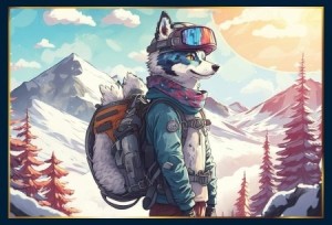 Piece of Mind: Husky Snowboarder (1000) hondenpuzzel