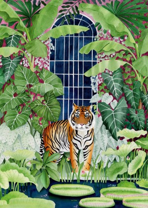 Pieces and Peace: Greenhouse Tiger (1000) verticale puzzel