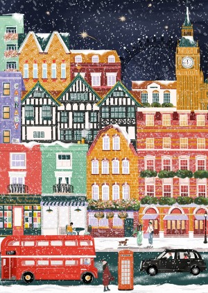Pieces and Peace: London at Christmas (1000) verticale puzzel