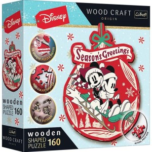 Trefl: Wood Craft - Disney Mickey and Minnie's Christmas Adventure (160) houten kerstpuzzel