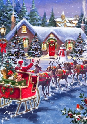 Bluebird: Santa and Sleigh (1000) verticale puzzel