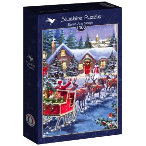Bluebird: Santa and Sleigh (1000) verticale puzzel