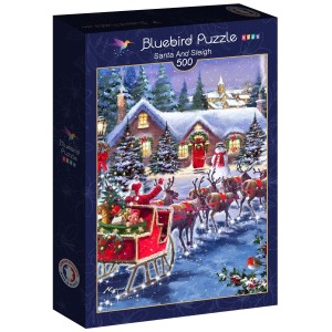 Bluebird: Santa and Sleigh (500) verticale puzzel