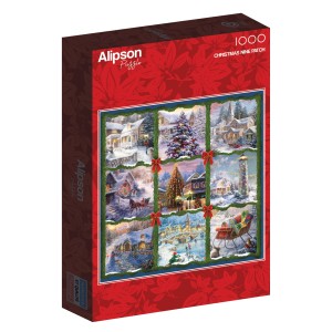 Alipson: Christmas Nine Patch (1000) vierkante kerstpuzzel