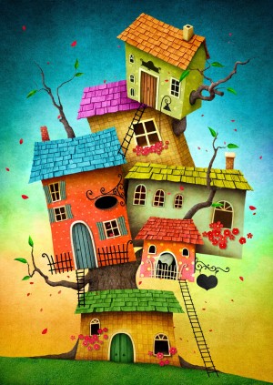 Enjoy: Fairy Tale Houses (1000) verticale puzzel