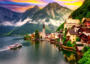 Enjoy: Hallstatt Town at Sunset, Austria (1000) legpuzzel