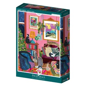 Pieces and Peace: Cozy Cats (1000) verticale puzzel