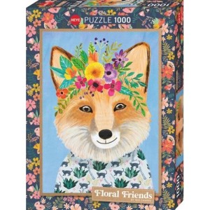 Heye: Floral Friends - Friendly Fox (1000) verticale puzzel