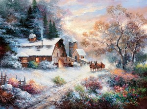 SunsOut: Snowy Evening Outing (1000) kerstpuzzel