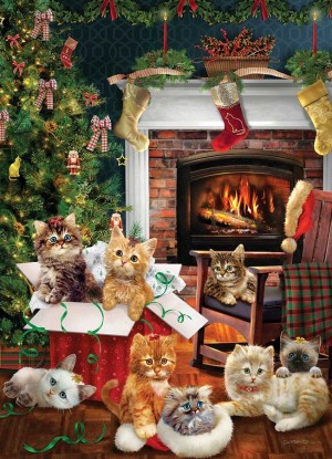 Cobble Hill: Christmas Kittens (1000) verticale puzzel