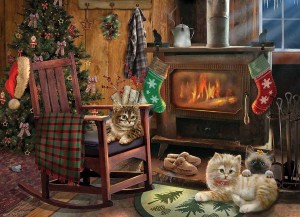 Cobble Hill: Kittens by the Stove (500XL) kerstpuzzel