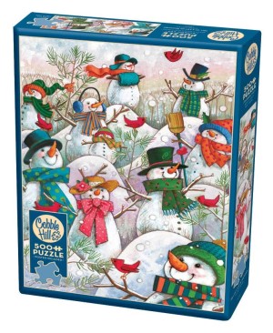 Cobble Hill: Hill of a Lot of Snowmen (500XL) verticale puzzel