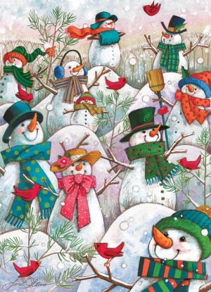 Cobble Hill: Hill of a Lot of Snowmen (500XL) verticale puzzel