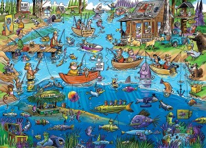 Cobble Hill: Doodletown - Gone Fishing (1000) cartoon puzzel