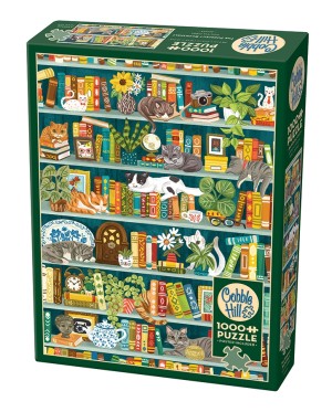 Cobble Hill: The Purrfect Bookshelf (1000) verticale puzzel