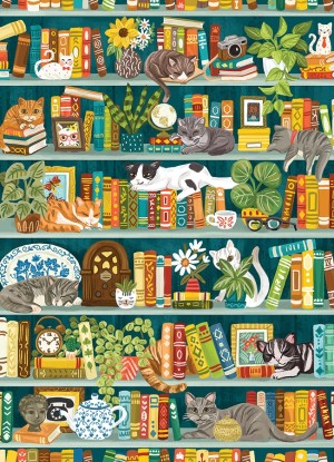 Cobble Hill: The Purrfect Bookshelf (1000) verticale puzzel