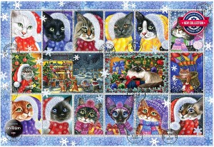 Anatolian: Christmas Cat Stamp Collection (1000) kerstpuzzel