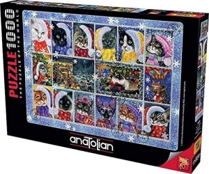Anatolian: Christmas Cat Stamp Collection (1000) kerstpuzzel