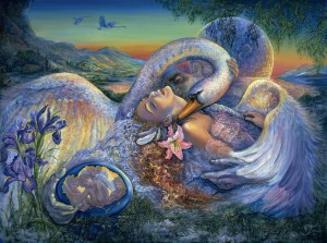 Grafika: Josephine Wall - Leda and the Swan (2000) legpuzzel