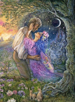 Grafika: Josephine Wall - Love Between Dimensions (2000) verticale puzzel