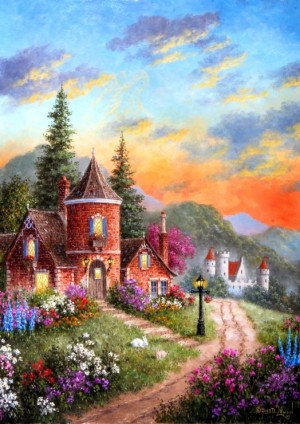 Grafika: Dennis Lewan - Castle Ridge Manor (1000) verticale puzzel