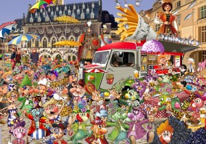 Grafika: Francois Ruyer - The Lille Braderie (1000) legpuzzel