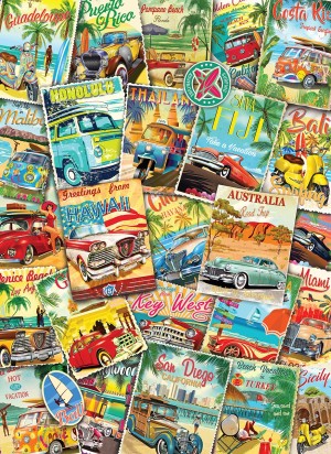 Eurographics: Vintage Travel Collage (1000) verticale puzzel