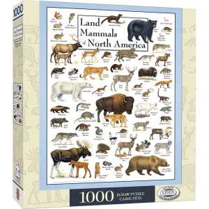 Master Pieces: Land Mammals of North America (1000) verticale puzzel