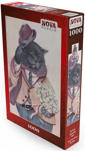 Nova Puzzle: Romantic Cat (1000) verticale puzzel