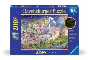 Ravensburger: Schitterende Eenhoorn met Vlinders (200XXL) glow in the dark puzzel