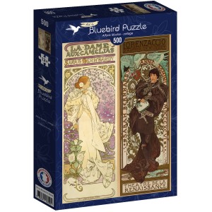 Art by Bluebird: Alfons Mucha Collage (500) verticale puzzel