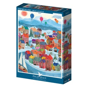 Pieces and Peace: Winter Village (500) verticale puzzel