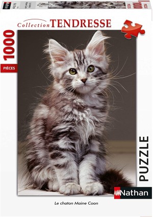 Nathan: The Maine Coon Kitten (1000) verticale puzzel