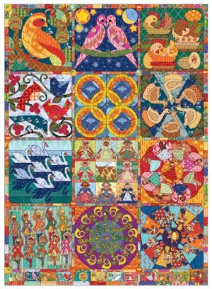 Cobble Hill: Twelve Days of Christmas Quilt (1000) verticale puzzel