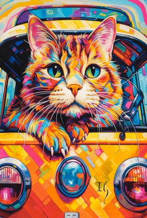 Castorland: Cat Bus Travel (1000) verticale puzzel