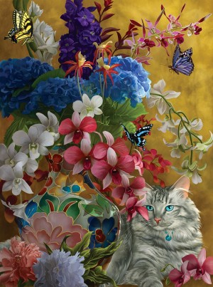 SunsOut: Gilded Cats and Flowers (1000) verticale puzzel