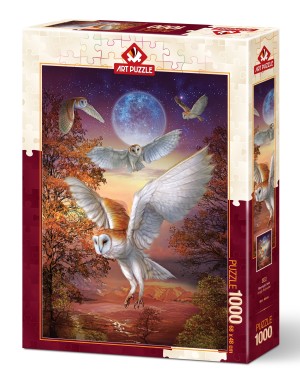 Art Puzzle: Moonlight Owls (1000) verticale puzzel